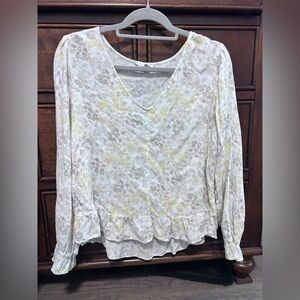 Lucky Brand Cream and Yellow Floral Blouse